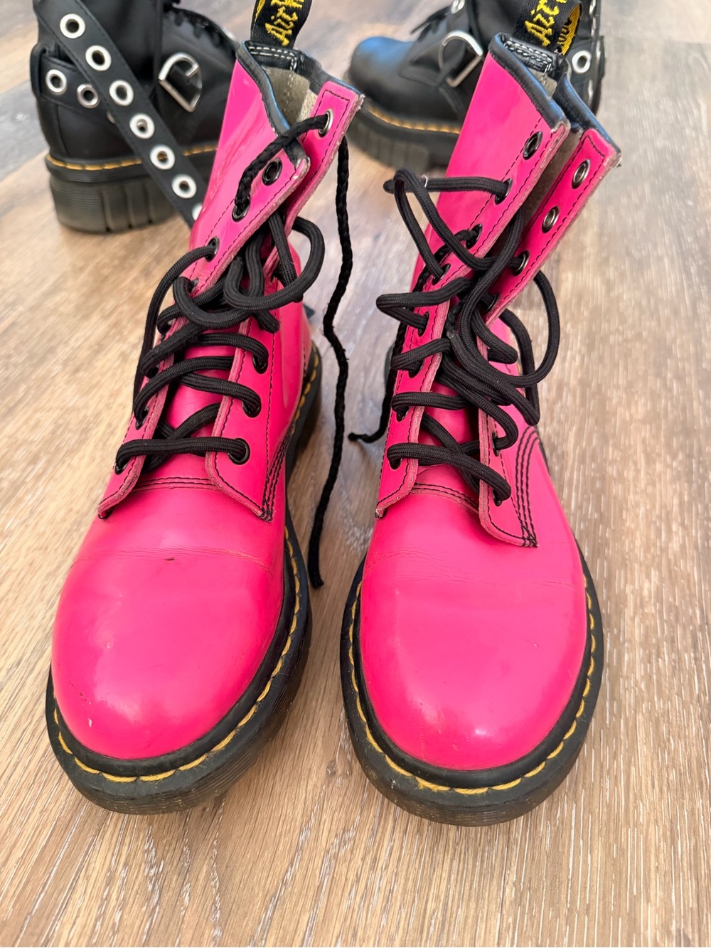 Dr. Martens Hot Pink Leather Combat Boots